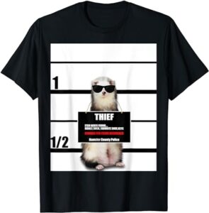 Pet Ferret Tee Funny Ferret, Thief, Mugshot, T-Shirt-image