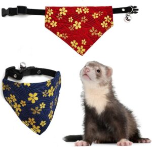 2 Pack Ferret Collar with Bell - Adjustable Safety Quick Release Ferret Bandana-image