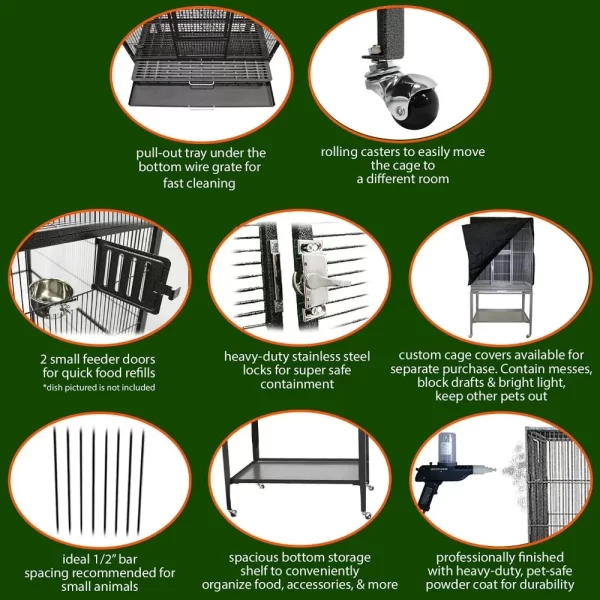 Brisbane Cage (Black) - Large Spacious Durable Metal Ferret Cage - Image 7