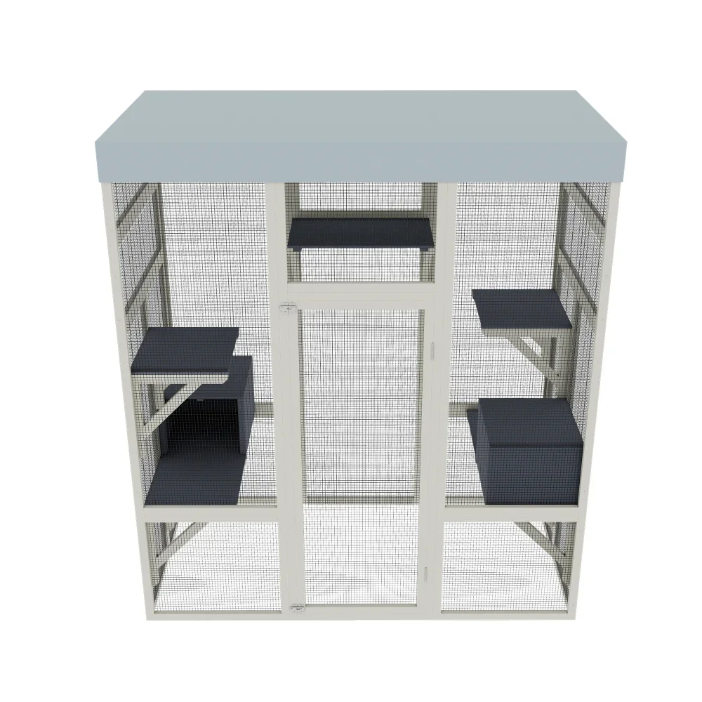 5'2" Gray Wooden Outdoor Ferret Enclosure with Waterproof Top | Spacious and Secure - Image 4