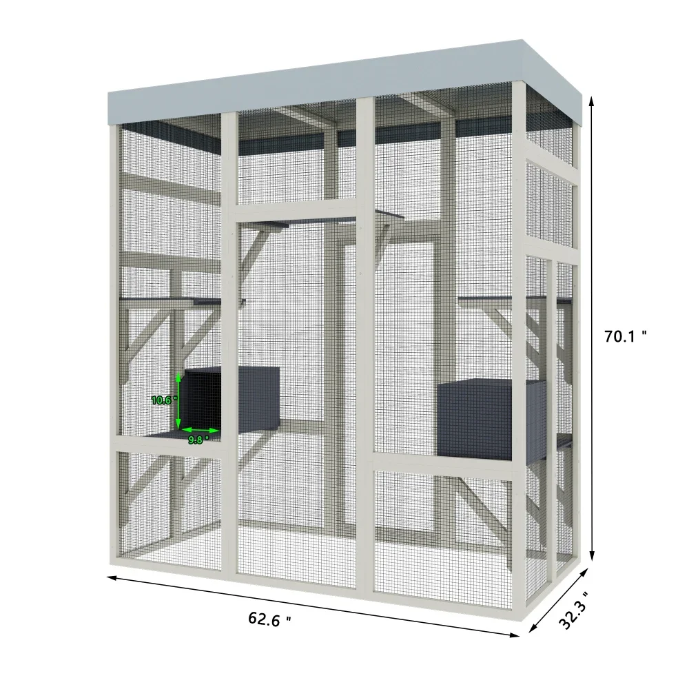 5'2" Gray Wooden Outdoor Ferret Enclosure with Waterproof Top | Spacious and Secure - Image 2