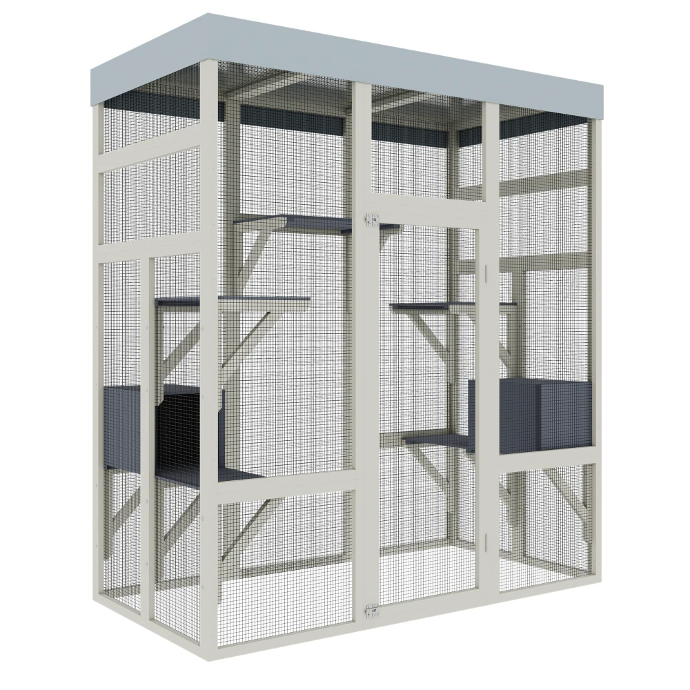 5'2" Gray Wooden Outdoor Ferret Enclosure with Waterproof Top | Spacious and Secure - Image 5