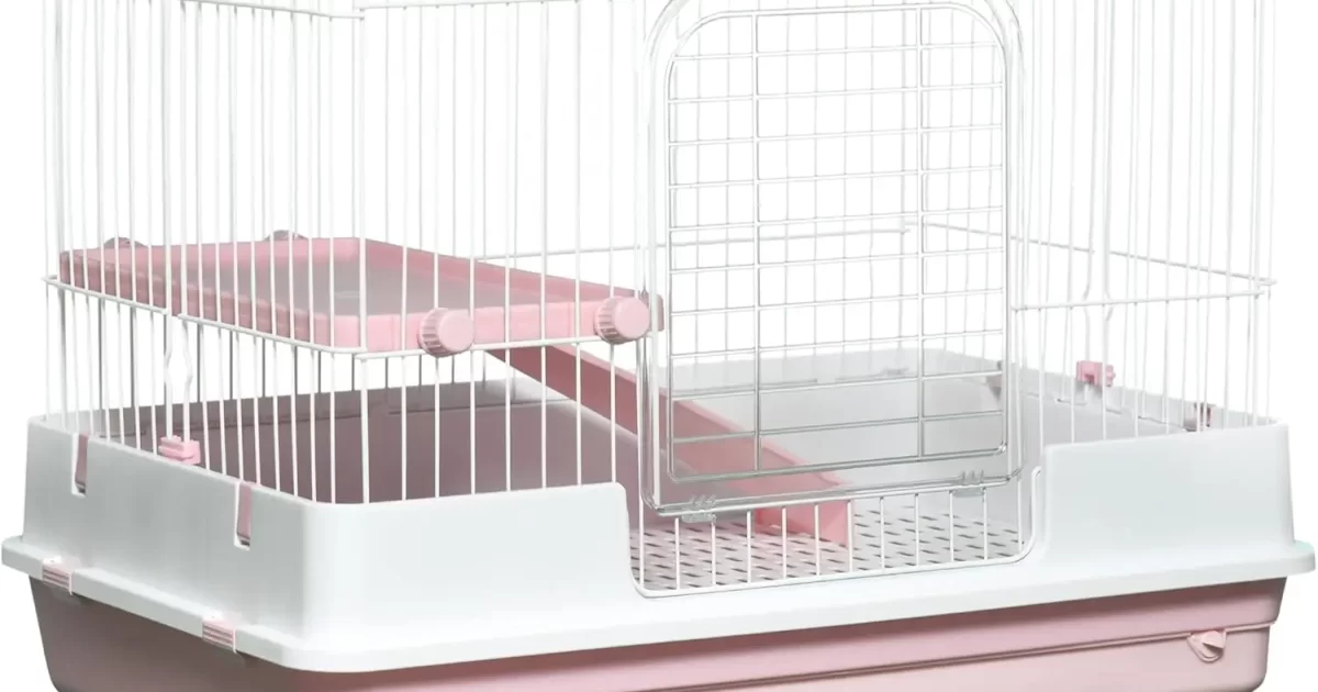 6-Level Pink Ferret Cage with Wheels, Removable Tray, Platform and Ramp ...