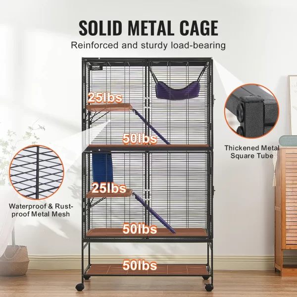 VEVOR 64.6" Rolling Metal Ferret Cage | Large 4-Tier Cage - Image 6
