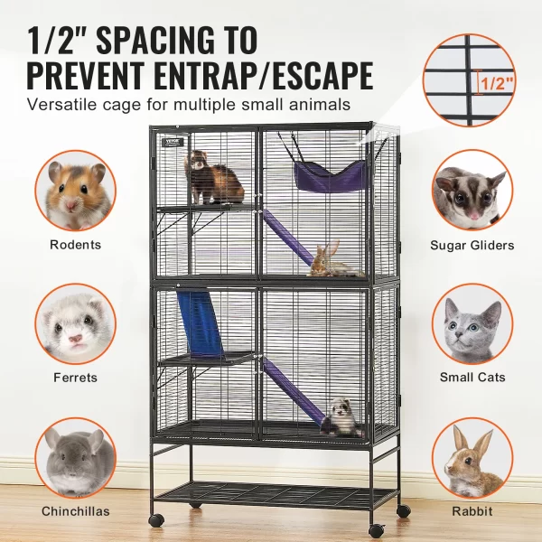 VEVOR 64.6" Rolling Metal Ferret Cage | Large 4-Tier Cage - Image 2