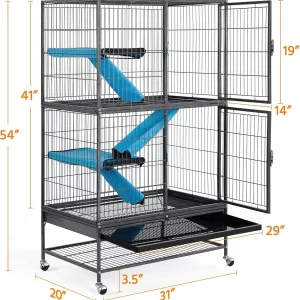 4-Tier 54 Inch Height Enclosure Ferret Cage On Wheels