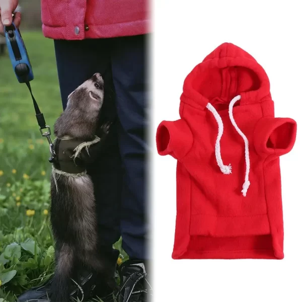 Ferret Hoodie with Drawstring | Soft & Warm Ferret Fleece Coat - Image 12