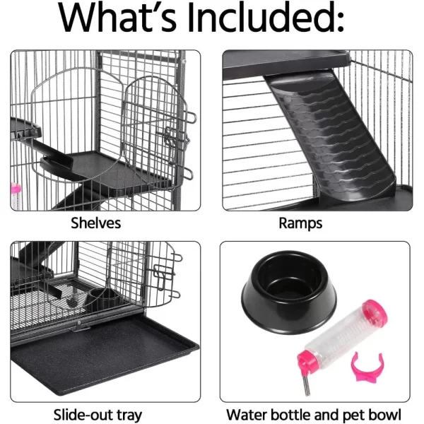 52-inch 6 Level Ferret Cage | Durable with Wheels -Black - Image 4