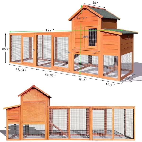 122" Large Outdoor Ferret Run | 2 Story Wooden Cage - Image 4